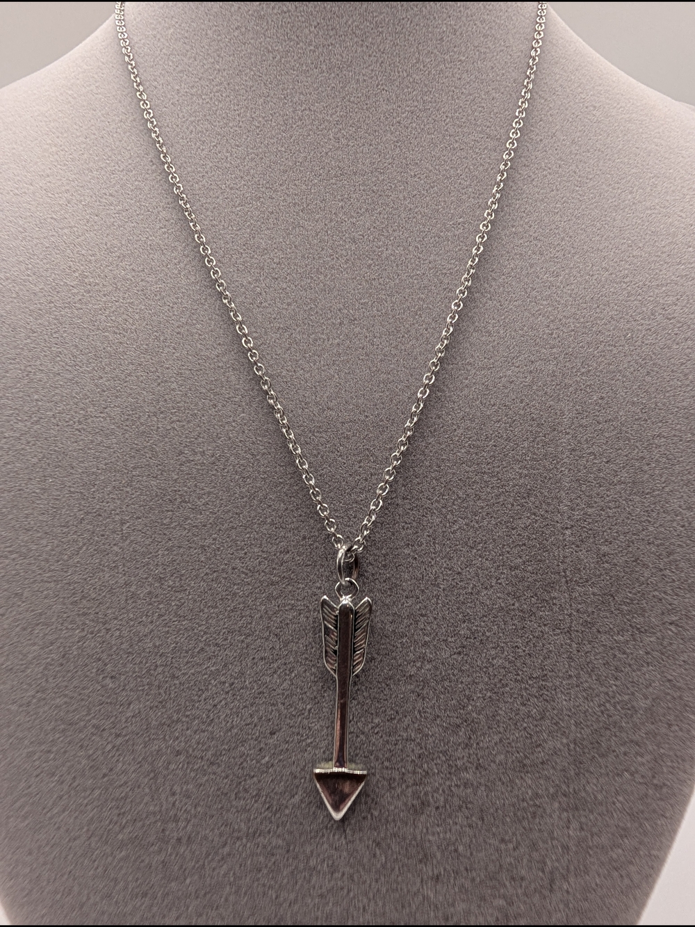 Silver Arrow Pendant Necklace - Silver Tone